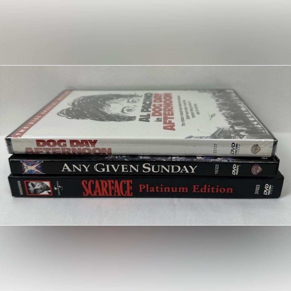 Lot of 3 Al Pacino DVDs – Scarface, Any Given Sunday, Dog Day Afternoon (Sealed)